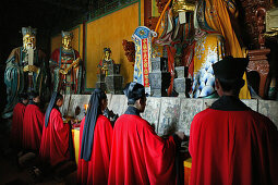 Taoist monks in Zhongyue temple, Taoist Buddhist mountain, Song Shan, Henan province, China