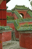 monastery walls of Purple Heaven Hall, Zi Xiao Gong,  Wudang Shan, Taoist mountain, Hubei province, Wudangshan, Mount Wudang, UNESCO world cultural heritage site, birthplace of Tai chi, China, Asia