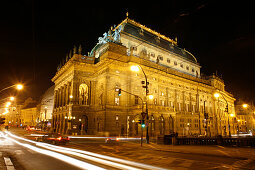 National Theatre at night, Nova Mesto, New Town, Prague, Czech Republic
