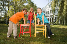 Children playing Musical Chairs, children's birthday party