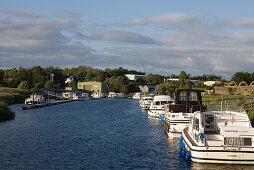 Houseboats at Belturbet Harbour on River Erne, Belturbet, County Cavan, Ireland