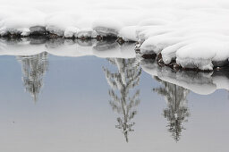 Alm Lake in a winter scenery, Almtal, Upper Austria, Austria