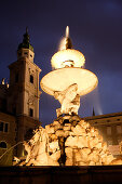 Residence Fountain on Residenzplatz, with the cathedral in the background, Salzburg, Austria