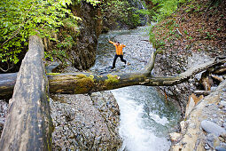 Man canyon hiking through Ofenloch, Canton St. Gallen, Switzerland, MR