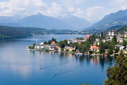 View over Millstatt and Millstätter See (deepest lake of Carinthia), Millstatt, Carinthia, Austria