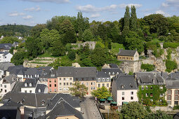 Stadtteil Grund und das Rhamplateau in Luxemburg