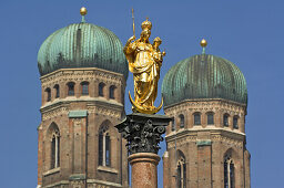 The Frauenkirche with Mariensaule, Cathedral, Munich, Bavaria, Germany