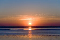 Sundown, Norddeich, East Frisia, North Sea, Lower Saxony, Germany