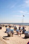 Beach chairs at beach, Norderney island, East Frisia, Lower Saxony, Germany