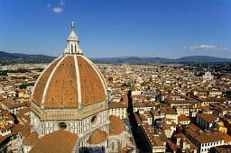 Cityscape with cathedral, Santa Maria del Fiore in the foreground, Florence, Tuscany, Italy
