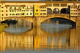 View of river Arno and Ponte Vecchio, Florence, Tuscany, Italy