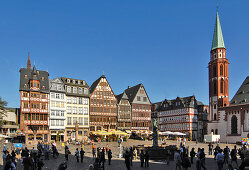 View of the Town Hall Square, Roemerberg with Roemer, Frankfurt, Hesse, Germany