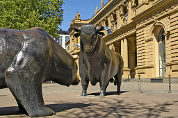 Sculpture of the bear and the bull, Frankfurt Stock Exchange, Frankfurt, Hessen, Germany