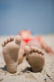 Sandy Feet at Henne Strand Beach, Henne Strand, Central Jutland, Denmark