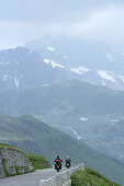 Motorbikes, serpentine, hairpin bend road, Furka Pass,  Alps, Switzerland, Europe