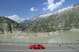 Motorbike tour in June across the Alps, Grimsel Pass, Lake, Canton Berne, Switzerland, Europe