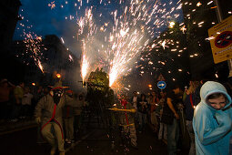 Correfoc, fireworks, Festa de la Merce, city festival, September, Barri Gotic, Ciutat Vella, Barcelona, Spain