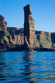 The rock tower, column, Old Man of Hoy, on the coast of the Island Hoy, Orkney Islands, Scotland, Great Britain