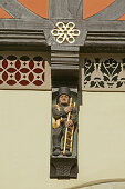 Wernigerode, Markplatz, Rathaus, Holzschnitzerei, Figuren, Fachwerkhäuser, Harz, Sachsen-Anhalt, Harz