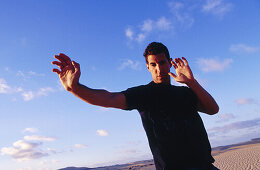 Man practicing yoga