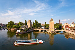 Medieval Pont Couverts, River Ill, Strasbourg, Alsace, France