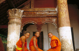 Monks in monastery. Luang Prabang, Laos