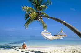 Woman on a beach. Ari Atoll, Maldives