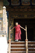 Bhutan. Punakha. Punakha Dzong Monastery. Little Buddhist Monk.