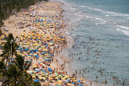 Crowded Sunday afternoon beach, Recife, Pernambuco, Brazil, South America