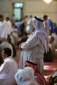 Muslim men at prayer, Salah Muslim Prayer in Umayyad Mosque, Damascus, Syria, Asia