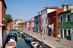 Colourful painted houses, Burano, Venice, Laguna, Veneto, Italy