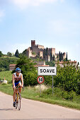 Cyclist, Castle, Soave, Veneto, Italy