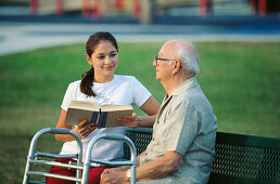 Reading to grandpa