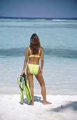 Girl on the beach. Meerufenfushi Island. North Male Atoll. Maldives