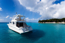 Yacht near in Sandy Lane Bay, Barbados, Caribbean