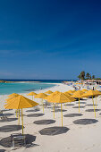 Nissi beach with sunshades, Agia Napa, South Cyprus, Cyprus