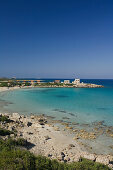 Strand mit Restaurant, Sea Bird Restaurant, und vier Hütten, Kap St. Andrew, Klides Inseln, Karpaz, Karpasia, Karpass Halbinsel, Nordzypern, Zypern