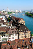 Old city of Basel from above with view of the river Rhine, Basel, Switzerland