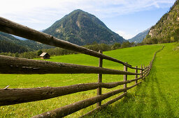 Fence on mountain pasture, Malta Valley, Hohe Tauern National Park, Carinthia, Austria