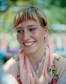 Franziska Trautmann, member of wendish traditional costumes association Raddusch at Spreewald festival in Lübbenau, Spreewald, Brandenburg, Germany