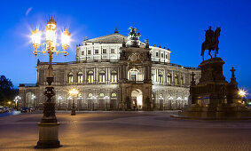 Semperoper at night, Dresden, Saxony, Germany