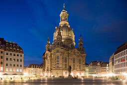 Dresdner Frauenkirche (Church of Our Lady) at night, Dresden, Saxony, Germany
