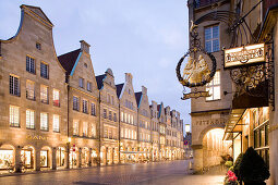 Gabled houses at Prinzipialmarkt, Muenster, North Rhine-Westphalia, Germany