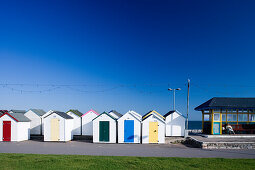 Europe, England, Devon, Bathing cabins in Paignton