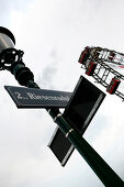 Road sign for Ferris wheel, Wiener Prater, Vienna, Austria