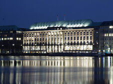 Lake Alster with Hapag Lloyd Building, Hanseatic City of Hamburg, Germany