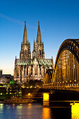 Cologne Cahedral, Hohenzollern Bridge, Cologne, North Rhine-Westphalia, Germany, Europe