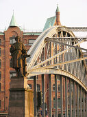 Kornhaus bridge with statue of Christopher Columbus, Hanseatic City of Hamburg, Germany