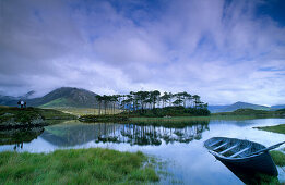 Ballynahinch Lake and reflection, Connemara, Co. Galway, Ireland, Europe