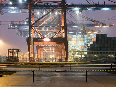 Container cranes at container terminal, Hamburg, Germany